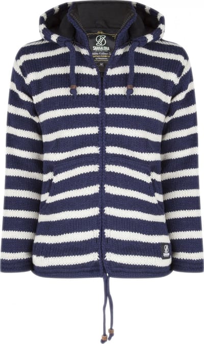 Gebreid Wollen Heren/Uni Vest van Schapenwol met Polyester Fleece voering en afneembare capuchon - SHAKALOHA - M Split Ziphood 3XL