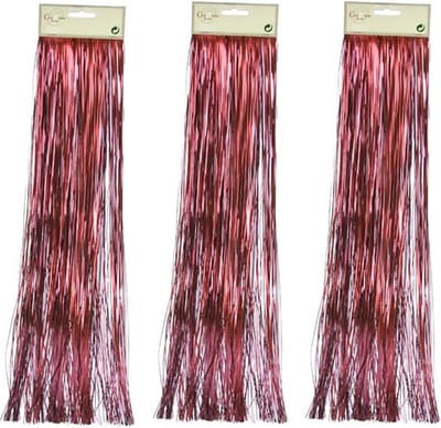 6x zakjes lametta golvend engelenhaar rood 50 x 500 cm - Tinsel/folie slierten - Kerstversiering/kerstboomversiering
