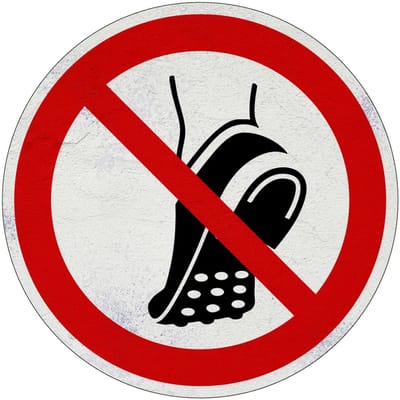 Voetbalschoenen verboden verbodsbord - P035 | Sign Again materiaal | 10 cm