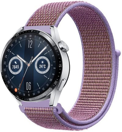 Strap-it Nylon smartwatch bandje - geschikt voor Huawei Watch GT / GT 2 / GT 3 / GT 3 Pro 46mm / GT 4 46mm / GT 5 & 5 Pro (46mm) / GT 4 46mm / GT 5 & 5 Pro (46mm) / GT 2 Pro / GT Runner / Watch 3 - Pro / Watch 4 (Pro) / Watch Ultimate - lila