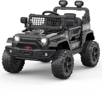 Danky Auto - Elektrische Kinderauto 12V - Zwart - Vering & LED - Bluetooth - 2 Snelheden - 3-8j