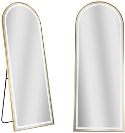 SensaHome LED Passpiegel - Minimalistische Design Wandspiegel met Verlichting - Staande Spiegel met Metalen Rand - Goud - 160x60x4 CM