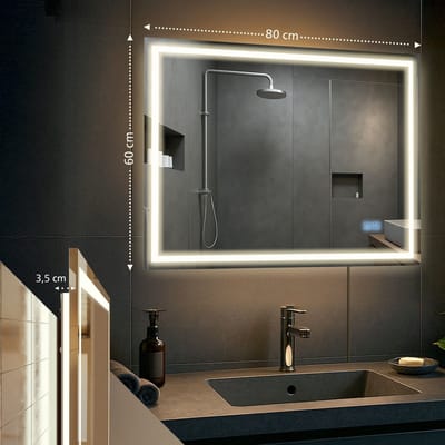 CLP Jaffrey badkamerspiegel - met verlichting - met verwarming - wandspiegel - horizontaal en verticaal - met Bluetooth - helder/glas