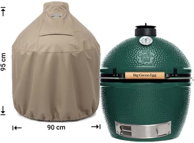 Raffles Covers Big Green Egg / Kamado hoes - 90 x 90 H: 95 cm - RBGE90 - Waterdicht - Ademend - UV-bestendig - Elastisch rijgkoord - Big Green Egg / Kamado Accessoires - Hoes voor BBQ + Tafel