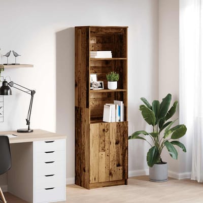 vidaXL - Hoge - kast - 50x35x180 - cm - bewerkt - hout - oud - houtkleurig