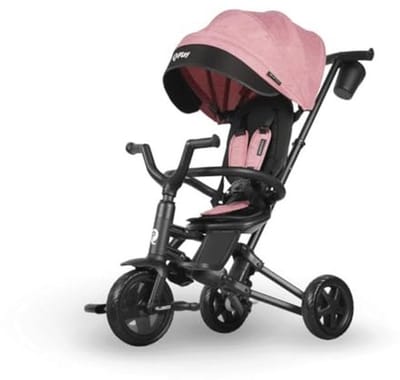 Vouwbare 6-in-1 Kinder Driewieler - Peuterfiets en Stevige Loopauto (Roze)