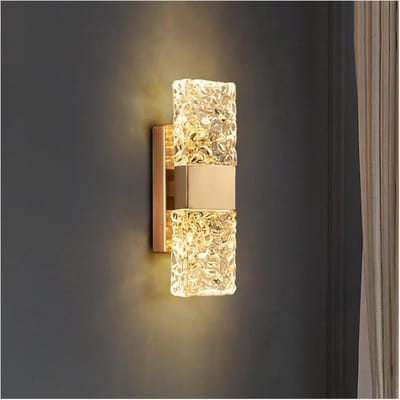 Wandlamp met Waterrimpellicht - Luxe Modern LED Sconce - Rechthoekig Glas & Metaal - Voor Woonkamer, Slaapkamer & Kantoor - Sfeerverlichting & Woondecoratie (Dimmbaar)