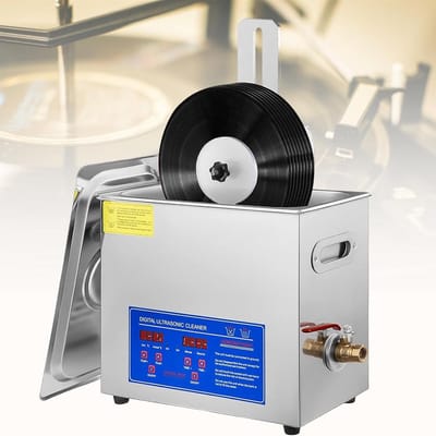 Ultrasone Reiniger - Platenwasser - Muziek Collectie - 8 LP Capaciteit - 6L Tank - Zilver
