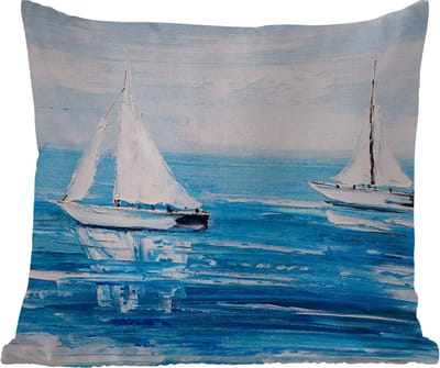 Tuinkussen - Schilderij - Olieverf - Boot - Water - 40x40 cm - Weerbestendig