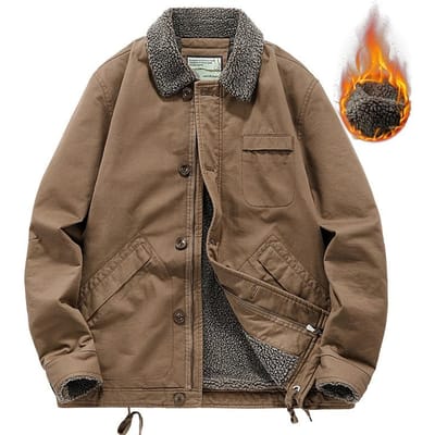 Winterse casual herenjas van fleece met dikke revers, gewatteerd met katoen, voor mannen van middelbare leeftijd, losse pasvorm, gemaakt van lamswol en katoen. 5XL gray