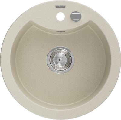 Mexen Diego granieten gootsteen 1-kompartment 488 x 480 , beige, sifon chroom - 6512481000-69