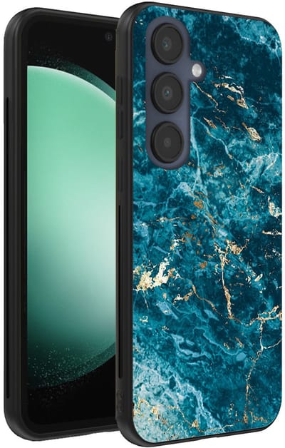 Smartphonica Telefoonhoesje Geschikt voor Samsung Galaxy S23 FE met marmer opdruk - TPU backcover case blue marble design - Blauw geschikt voor Samsung Galaxy S23 FE