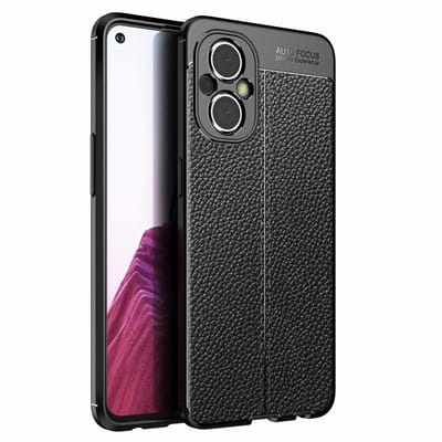 Cadorabo Hoesje geschikt voor OnePlus Nord N200 5G in Diep Zwart - Beschermhoes gemaakt van TPU siliconen met edel kunstleder applicatie Case Cover Etui