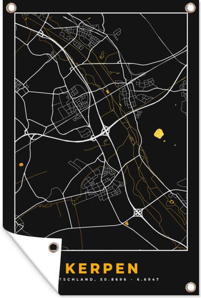 Muurdecoratie Stadskaart – Kaart – Kerpen – Gold – Duitsland – Plattegrond - 120x180 cm - Tuinposter - Tuindoek