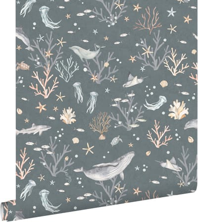 ESTAhome behang onderwaterwereld blauwgroen - 50 x 900 cm - 131258