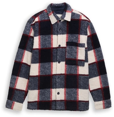 Tom Tailor - Teddy overshirt met ruitjespatroon - Maat XXXL - blue big check