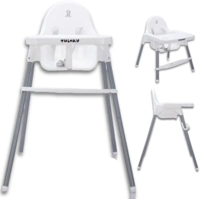 Twinky Kinderstoel ECO - Inklapbaar Eetstoel Baby met Tafel & Tablethouder - 2-in-1 Babystoel & Peuterstoel - Meegroeistoel met Anti Slip Pootjes - Wit