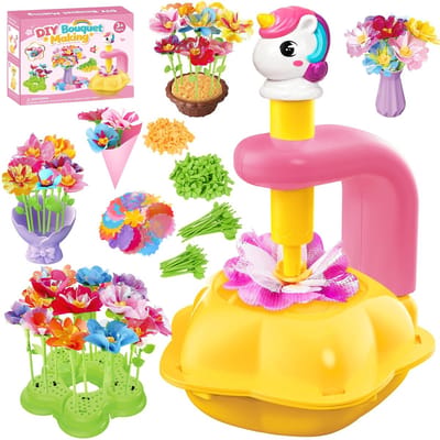 Dailygoods- Bloemenknutselset voor kinderen - Creatief cadeau - Knutselen voor meisjes - Doe-het-zelf bloemen - Kunstboeketten maken - Stimulatie van creativiteit - Knutselset