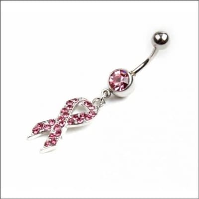 Aramat Jewels | Piercings | Roze Pink Ribbon Navelpiercing met Zirkonia | | | |10mm | Staal | Volwassenen | Verkleurd niet