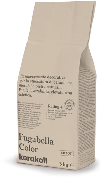 Kerakoll Fugabella Voegmiddel KK107 - Kleur 107 Beige Bruin - 3 kg Voegmortel voor Tegels & Natuursteen - Verkrijgbaar in 50 Kleuren - Greenbuild rating 4