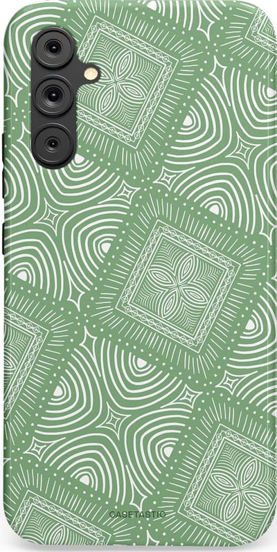 Casetastic Hoesje Geschikt voor Samsung A34 (5G) - Stijlvolle Beschermende Duo-layer Case - Groene Mandala