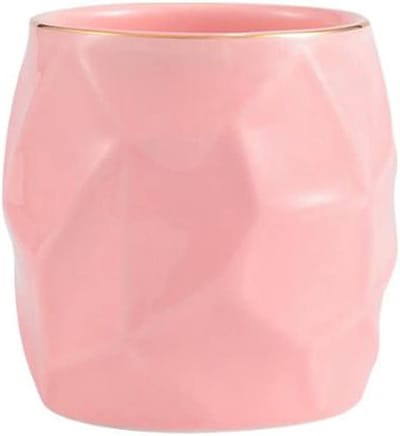 Ceramische Pennenhouder met Onregelmatige Geometrische Textuur voor Make-up Tafel, Desk Storage en Bloemstuk Decoratie in Roze