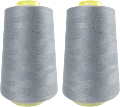 Set van 2 Sterke Polyester Naaigaren Spoelen – 4500 Meter Grijs Naaigaren voor Machine en Hand