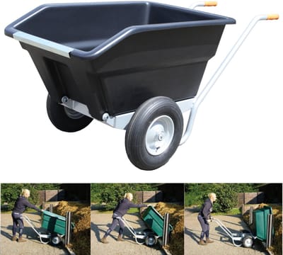 Kruiwagen groot kippend 260 liter voederkruiwagen Kruiwagen tuinkrui Mestkruiwagen Dubbelkruiwagen