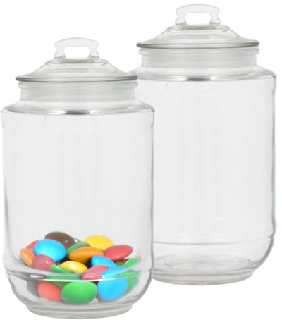 Alessandro Snoeppot/voorraadpot - 2x - met deksel - luchtdicht - glas - 2000 ml - D11 x H22 cm
