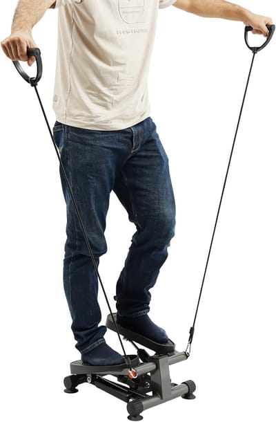 Twist Stepper - Stepper met banden - Thuis fitness - Volledige lichaamstraining - 120 kg belastbaar - Zwart