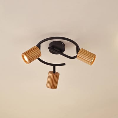 Lindby - buitenspot - 3lichts - Rubberhout, ijzer - H: 17.5 cm - GU10 - houtkleurig, zwart