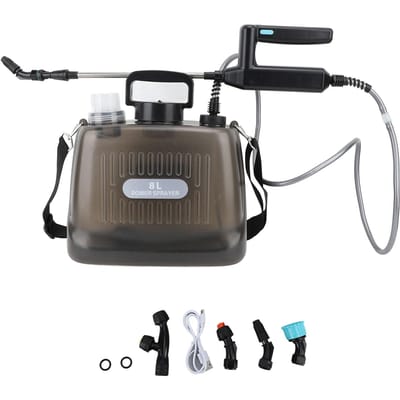 Pulvérisateur à batterie de 2,1 gallons, pulvérisateur électrique à batterie de 2000 mAh, rechargeable par USB, pour jardin gris