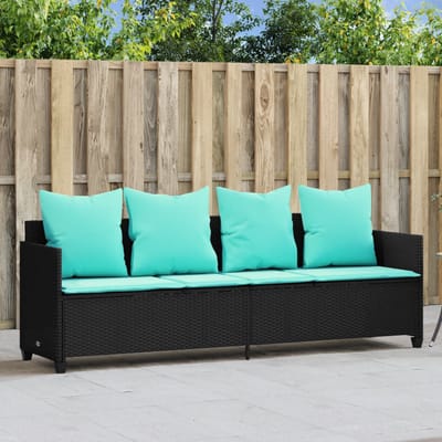 vidaXL - Ligbed - met - kussens - poly - rattan - zwart