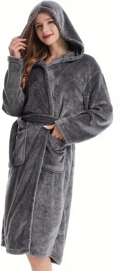 Bovista Badjas - Fleece - Katoen - Badstof - Sauna - Hamam - Wafel - Bathrobe - Duster - Ochtendjas - Kimono - Grijs Dames