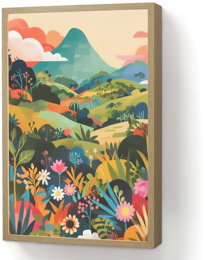 Wandlamp 40x60 cm - Oplaadbaar - Zonlicht - Heuvels - Wolkenlucht - Wandlampen binnen woonkamer - Slaapkamer lamp - Decoratieve nachtlamp - Vloerlamp draadloos