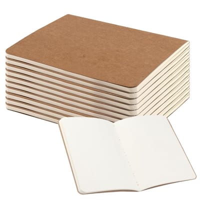 MTTProducts - A6 Notitieboek - 20 Stuks - Hard Cover - Bruin - Blanco - Voor Memos en Schetsen - 10x14cm
