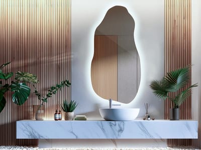 Coloray Asymmetrische Organische Spiegel LED - Grote Asymmetrische Organische Spiegel LED - 45 cm x 90 cm - Grote Organische Spiegel Woonkamer LED - Decoratieve Spiegel - Koel licht - LED Organische Wandspiegel Groot