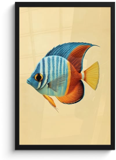 Poster in lijst - Fotolijst 40x60 cm - Posters - Vis - Vinnen - Blauw - Ogen - Posterlijst zwart - Decoratie - Wanddecoratie woonkamer - Muurdecoratie slaapkamer