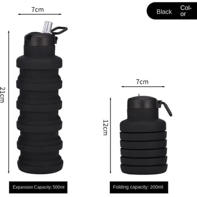 Siliconen Sportfles Buiten Draagbaar Handvat Opvouwbare Fles Intrekbare Waterfles met Zuigmond 500ml 1PCS