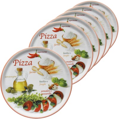 MamboCat Set van 6 pizzaborden Napoli Pizzafoods rood 31cm