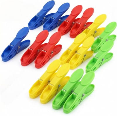 Wasknijpers, kleurrijke knijpers met brede greep en klemoppervlak, robuuste, antislip klemmen voor waslijnen en wasrekken, geschikt voor binnen en buiten
