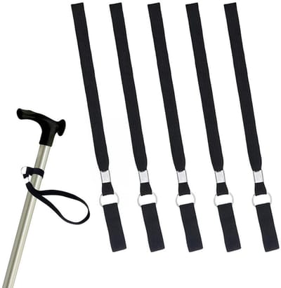 Polsband voor wandelstok - 5 stuks - Comforthulpmiddelen Polsbandje - 23,5 cm - Wandelstok polsbanden - Polsband - Polyester - Draagbaar - Lichtgewicht - Grip & Controle - Voor Wandelen Stok Accessoires - Zwart