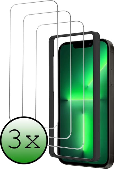 Screenprotector - 3 Stuks Geschikt voor Apple iPhone 13 - Met Installatie Frame - Beschermglas - Gehard Glas - Tempered Glass - Screen Protector