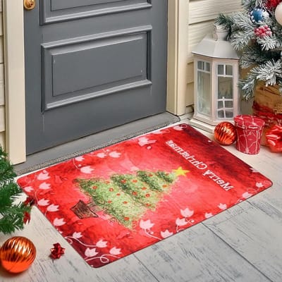 Cosensi - Kersttapijten voor een feestelijke sfeer in huis. Vrolijke kerstdecoratie en decoratieve Xmas ornamenten. Perfect als cadeau. Afmetingen 50 x 80 cm (Rood, Kerstboom)
