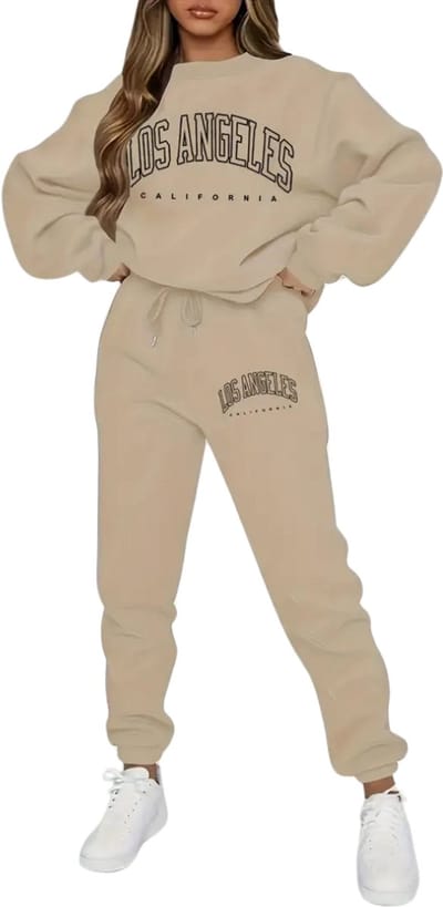 Livano Joggingpak Dames - Huispak - Trainingspak - Volwassenen - Capuchon - Jogging Pak - Joggingbroeken - Broek - Hoodie - Beige - Maat S