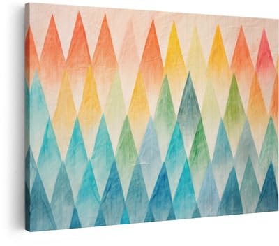 Artaza Canvas Schilderij Abstract - 120x80 cm - Wanddecoratie Geometrisch Patroon - Muurdecoratie Driehoeken - Kleurrijk - Schilderijen Op Canvas