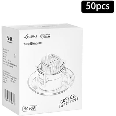 Lot de 50 filtres à café jetables de qualité alimentaire, fabriqués à la main, à suspendre, pour machine à expresso white