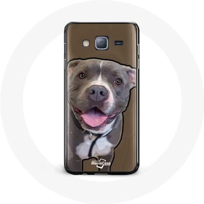Case voor Samsung Galaxy J3 Pitbull Dog Wit Grijs
