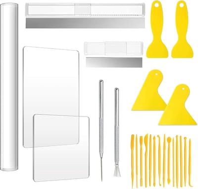 25-delige gereedschapsset van polymeerklei, modelleergereedschapset, acrylkleiroller met acrylplaten, steunplaat, kunststof graveerpen, schraper voor doe-het-zelf klei-ambachten maken