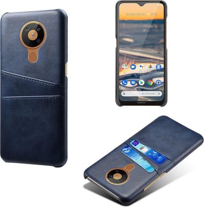 Back Cover met Opbergvakjes + Full Cover Gehard Glas Screenprotector voor Nokia 5.3 _ Blauw